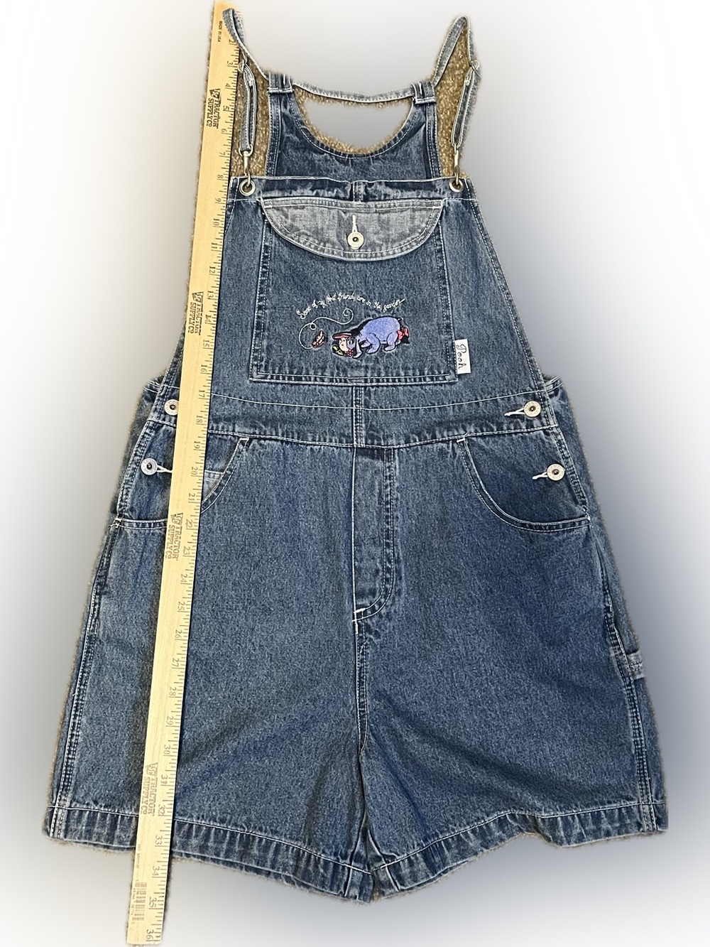 1990’s Jerry Leigh Disney Denim Eeyore Shortalls size M - Picture 3 of 9